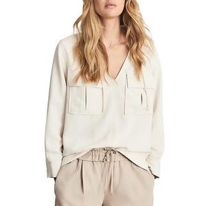 REISS FLEUR IVORY POCKET BLOUSE